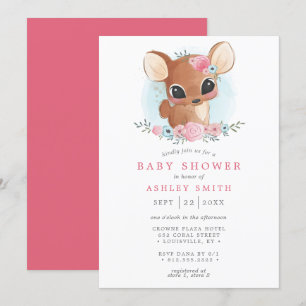 Bloemend Hert Cute Bosland Ree Meisje Baby Shower Kaart