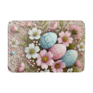 Bloemend kant pastel roze Paaseieren en bloemen Badmat
