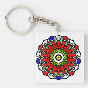 Bloemend mandala naadloos patroon sleutelhanger