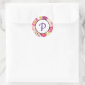 Bloemend Monogram Ronde Sticker (Tas)