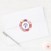 Bloemend Monogram Ronde Sticker (Envelop)
