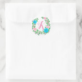 Bloemend Monogram Ronde Sticker (Tas)