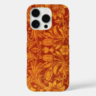 Bloemend rode en goudgele Wm Morris iPhone 16 Pro Hoesje
