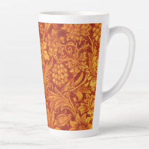Bloemend rode en goudgele Wm Morris Design Latte Mok