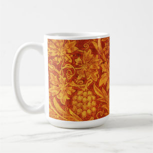 Bloemend rode en goudgele Wm Morris-ontwerp Koffiemok