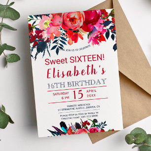 Bloemend rode marine boho pioen bloemen zoete zest kaart