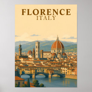 Bloemendaal Italië Duomo Vintage Reis Poster
