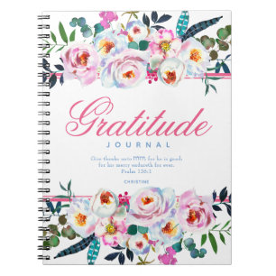 Bloemendagboek met blauwe en roze kleuren Bijbelci Notitieboek