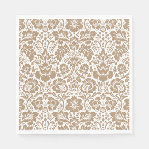 Bloemendamask Bruine Vintage Kant Bloemen Bruiloft Servet