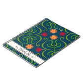 Bloemendamask Zonnebloem Boho Marineblauw Volkskun Notitieboek (Linkerzijde)