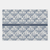  bloemendamast Blauw toile de jouy monogram Inpakpapier Vel (Voorkant)