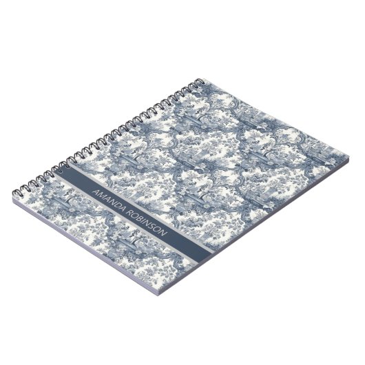 bloemendamast Blauw toile de jouy monogram Notitieboek (Linkerzijde)