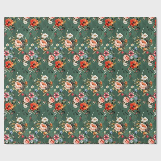 Bloemendans op groen cadeaupapier (Vlak)
