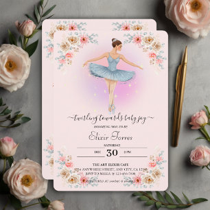 Bloemendansende Ballerina Aquarel Baby Shower Kaart