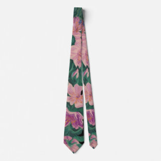 Bloemendassen/roze en groene kleuren stropdas