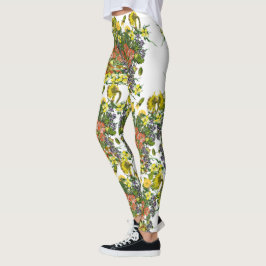 Bloemende illustraties leggings
