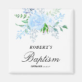 Bloemendecoratie Blauwe Jongens Doop Favor Magneet (Voorkant)