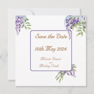 Bloemendecoratie van blauwe regen save the date