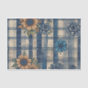 Bloemendenim Plaid Decoupage Print Tissuepapier