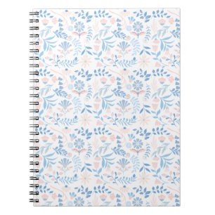 Bloemendesign boho blokprint blauwe roze meisjesac notitieboek