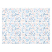 Bloemendesign boho blokprint blauwe roze meisjesac tafelkleed (Voorkant (Horizontaal))