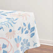 Bloemendesign boho blokprint blauwe roze meisjesac tafelkleed (Voorbeeld)