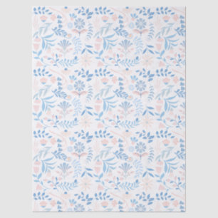 Bloemendesign boho blokprint blauwe roze meisjesac tissuepapier