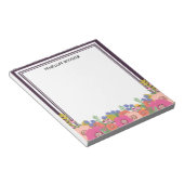 Bloemendesign Donkerpruim Wit Naam Notitieblok (Schuin)