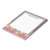 Bloemendesign Donkerpruim Wit Naam Notitieblok (Gedraaid)