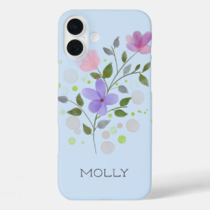 Bloemendesign met naam Molly. iPhone 16 Plus Hoesje