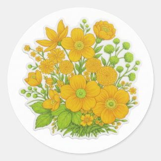 Bloemendesign printkunst  ronde sticker