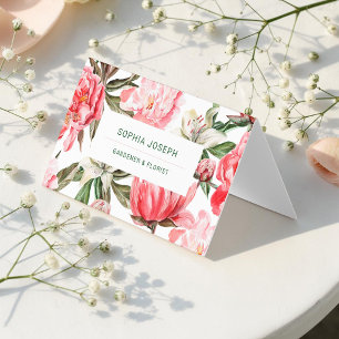Bloemendesign Rood Wit Roze Aquarel Visitekaartjes
