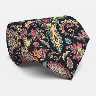 Bloemendesign zwart paisley stropdas