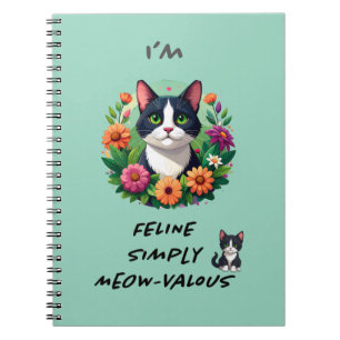 Bloemendieb Kat Tuxedo kat spiraalnotitieboek Notitieboek