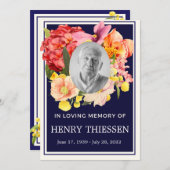 Bloemendienst Herdenkingsprogramma, Orde van Diens Kaart (Voorkant / Achterkant)