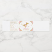 Bloemendinosaurus verjaardagsfeestje Roze Tutu T-R Waterfles Etiket (Enkel label)