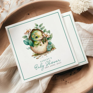 Bloemendinosaurusei Waterverf Baby Shower Servet