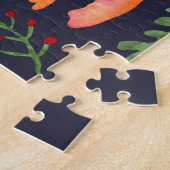 Bloemendinosaurussen: Waterverf stoffen ontwerp Legpuzzel (Zijkant)