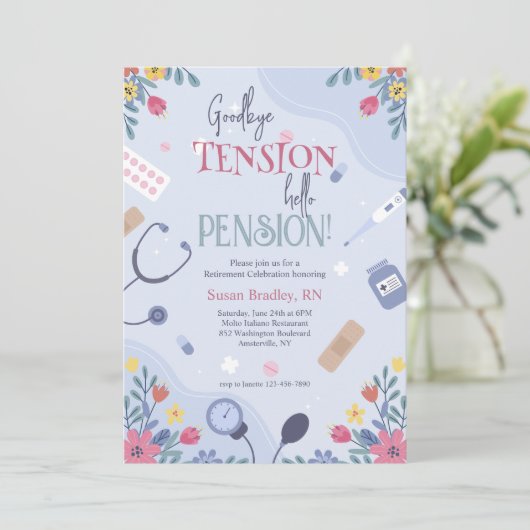 Bloemendokter of verpleegkundige Uitnodiging tot p (Staand voorkant)