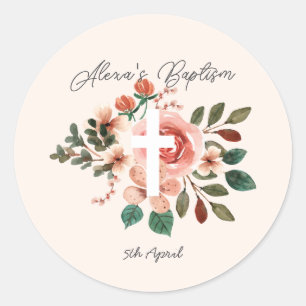 Bloemendoop met kruis Sticker