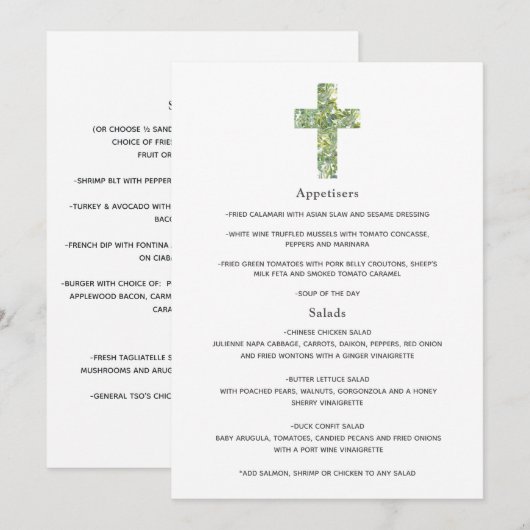Bloemendopmenu of Doopmenu Menu (Voorkant / Achterkant)