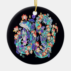 bloemendraak keramisch ornament