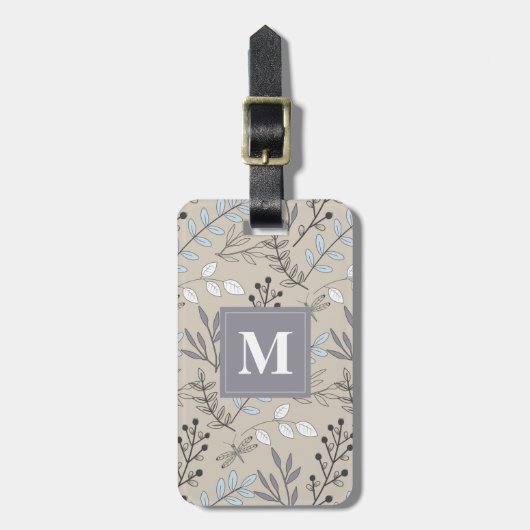  bloemendraakVlieg Patroon Monogram Bagagelabel (Voorkant verticaal)