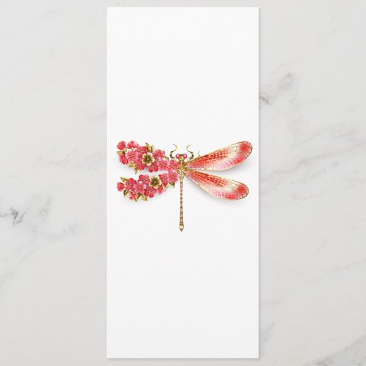 Bloemendragonfly met juwelen sakura advieskaart (Voorkant)