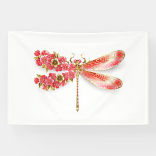 Bloemendragonfly met juwelen sakura spandoek