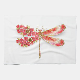 Bloemendragonfly met juwelen sakura theedoek