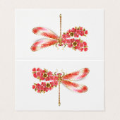 Bloemendragonfly met juwelen sakura visitekaartjes (Buitenkant ongevouwen)