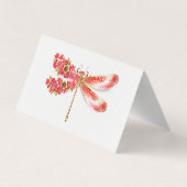 Bloemendragonfly met juwelen sakura visitekaartjes (Achterkant)