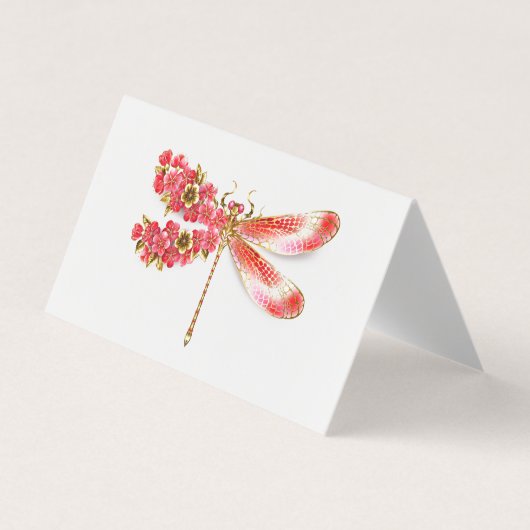 Bloemendragonfly met juwelen sakura visitekaartjes (Voorkant)