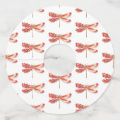 Bloemendragonfly met juwelen sakura wijnglaslabel (Voorkant)